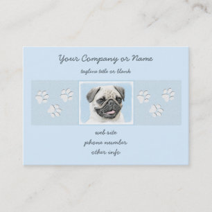 Carte De Visite Peinture de carlin - art original mignon de chien