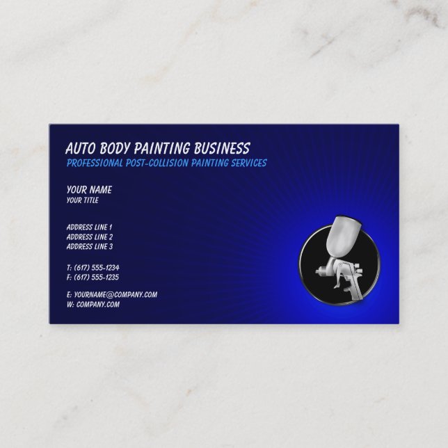 Carte De Visite Peinture de carrosserie professionnelle | Bleu (Devant)