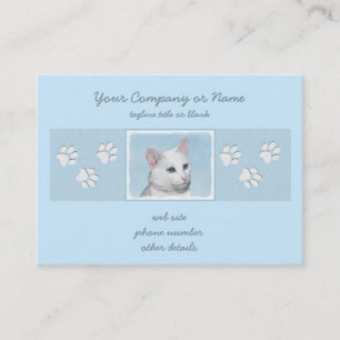 Carte De Visite Peinture de chat blanc - Cute Original Cat Art