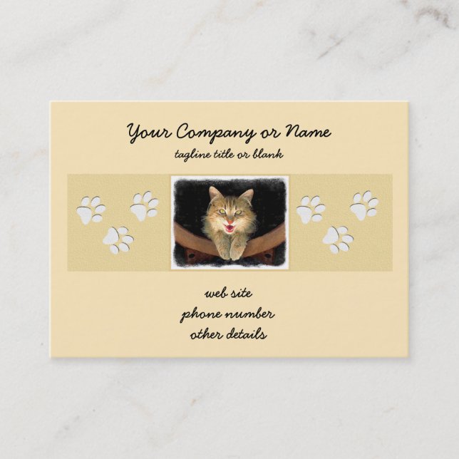 Carte De Visite Peinture de chat Mad - Cute Original Cat Art (Devant)