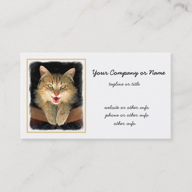 Carte De Visite Peinture de chat Mad - Cute Original Cat Art (Devant)