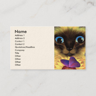 Carte De Visite Peinture de chat siamois avec le papillon - multi