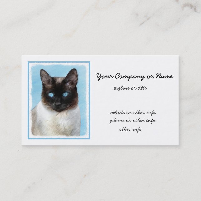 Carte De Visite Peinture de chats de Siamese - Cute Original Cat A (Devant)
