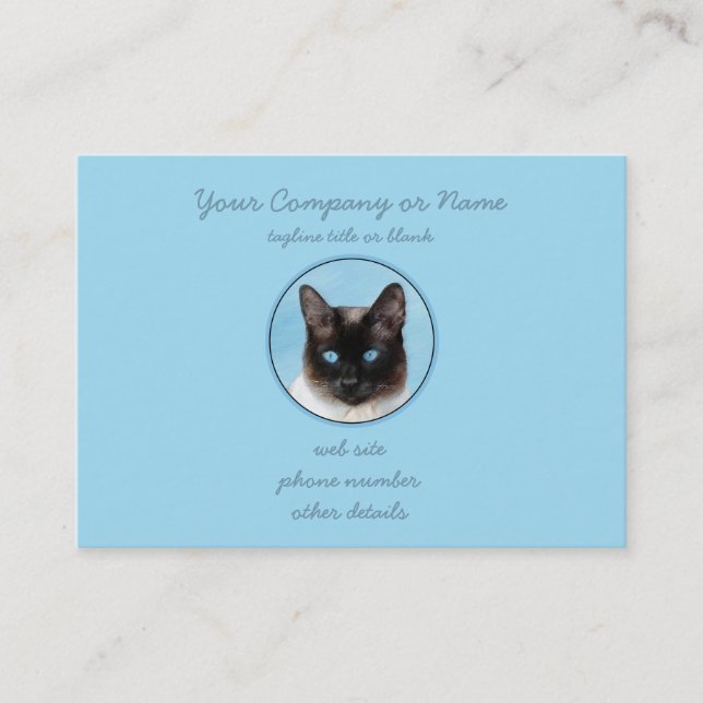 Carte De Visite Peinture de chats de Siamese - Cute Original Cat A (Devant)