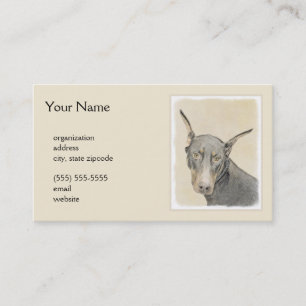 Carte De Visite Peinture de Doberman Pinscher - Art original de ch
