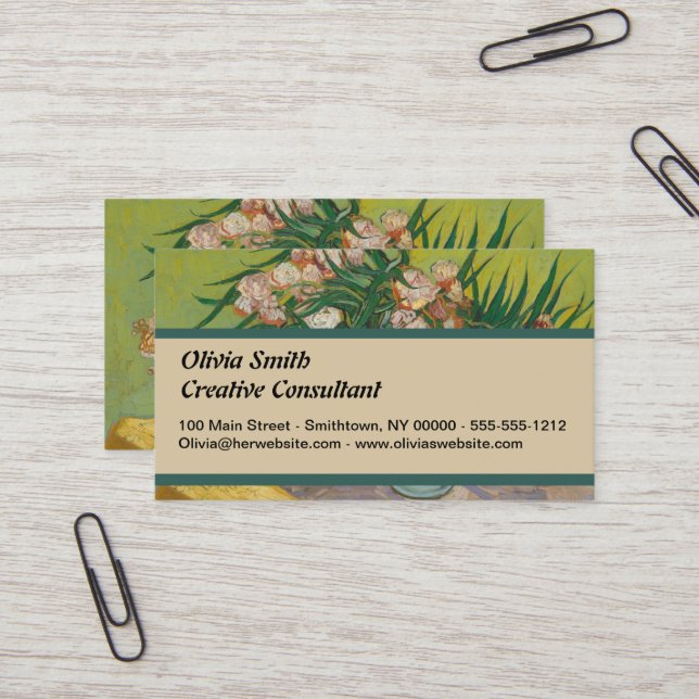 Carte De Visite Peinture de fleurs d'oléandre de Vincent Van Gogh (Devant/Arrière en situation)
