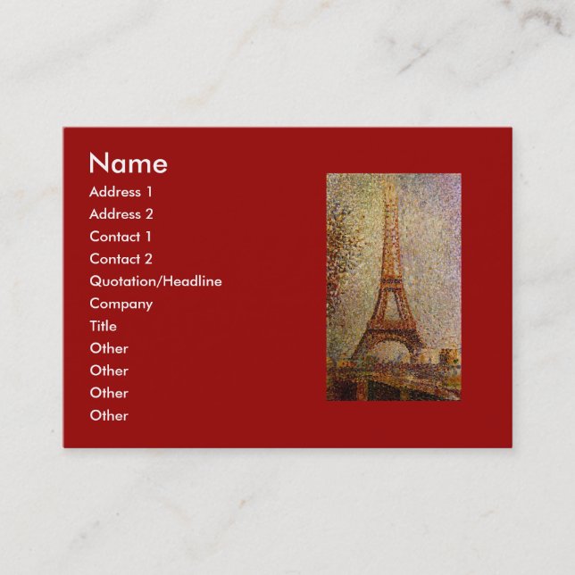 Carte De Visite Peinture de Georges Seurat : La Tour Eiffel (1889) (Devant)