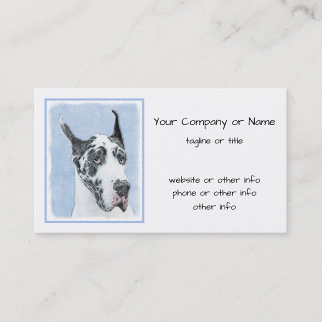Carte De Visite Peinture de Great Dane (Arlequin) - Art original d (Devant)