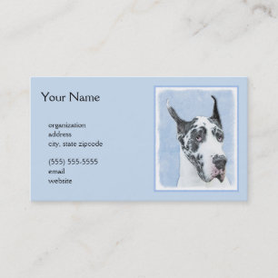 Carte De Visite Peinture de Great Dane (Arlequin) - Art original d