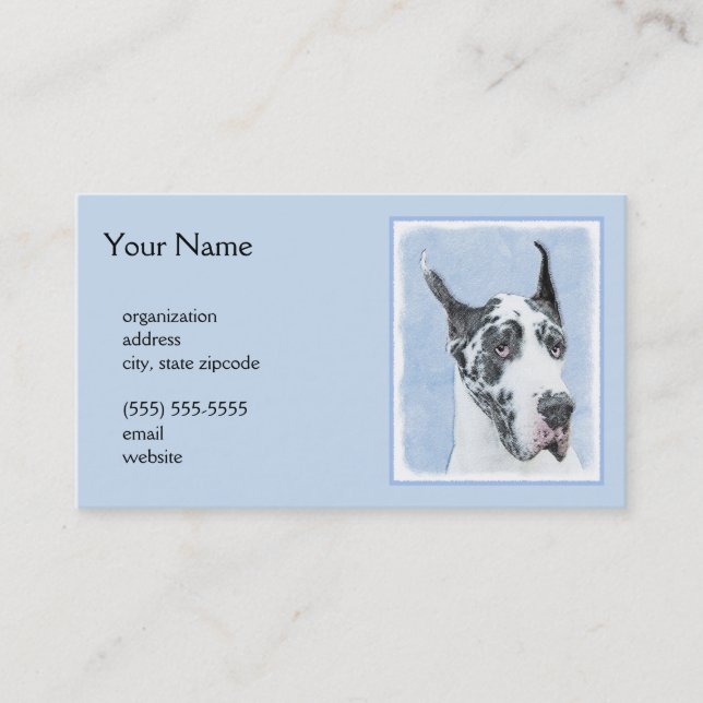 Carte De Visite Peinture de Great Dane (Arlequin) - Art original d (Devant)