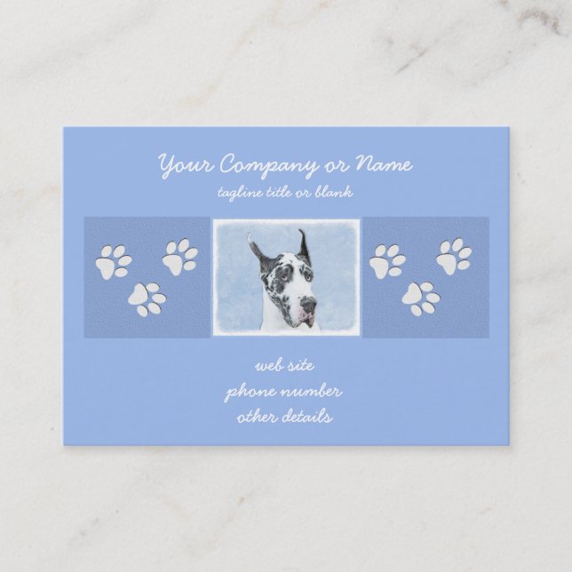Carte De Visite Peinture de Great Dane (Arlequin) - Art original d (Devant)