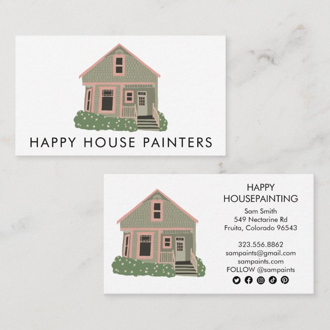 Carte De Visite Peinture de la maison Handyman Construction Icônes (Devant / Derrière)