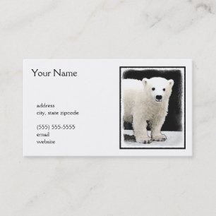 Carte De Visite Peinture de l'ours polaire - Art original de la fa