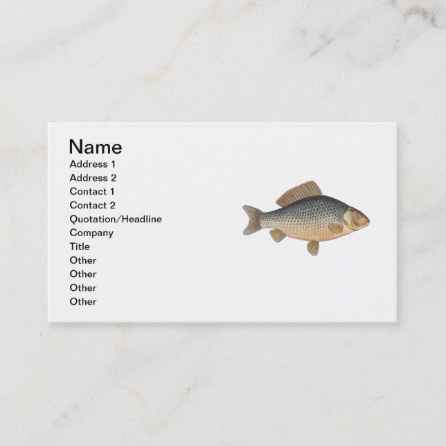 Carte De Visite peinture de pêche de carpe dessin d'eau douce  (Devant)