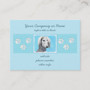 Carte De Visite Peinture de Saluki (Argent) - Joli art original de