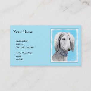 Carte De Visite Peinture de Saluki (Argent) - Joli art original de