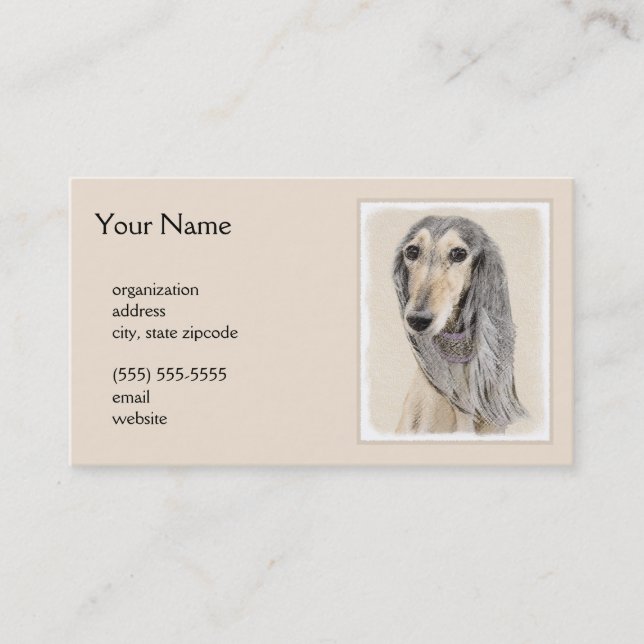 Carte De Visite Peinture de Saluki (Faune) - Cute Original Chien A (Devant)
