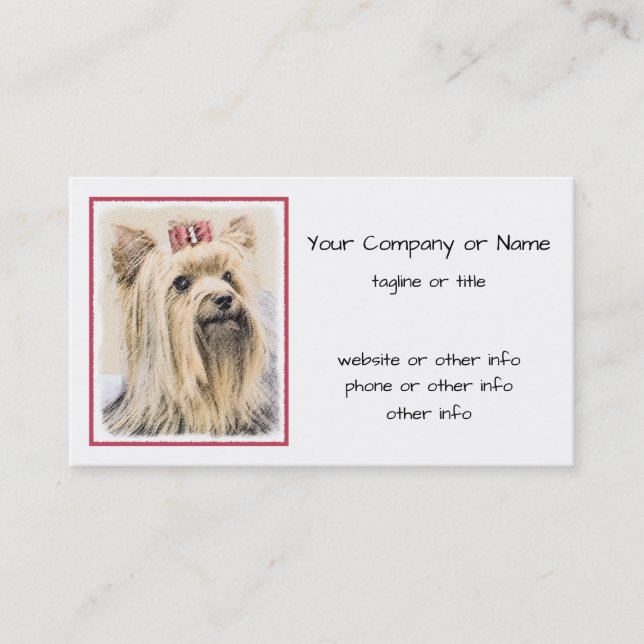 Carte De Visite Peinture de Yorkshire Terrier - art original (Devant)