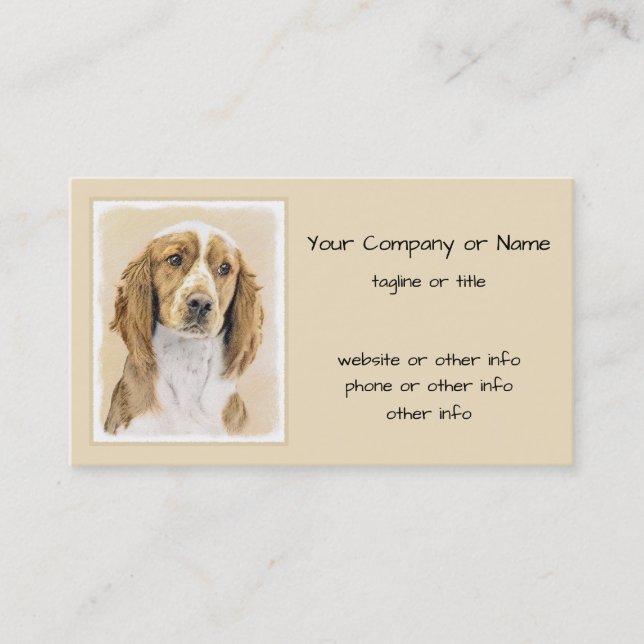 Carte De Visite Peinture d'espagnol Welsh Springer - Art original  (Devant)