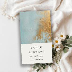 Carte De Visite Peinture d'huile d'or bleu classique