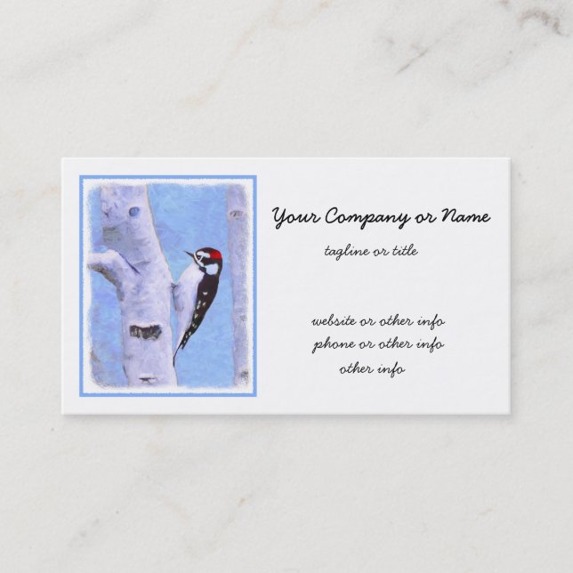 Carte De Visite Peinture Downy Woodpecker - Art original pour oise (Devant)