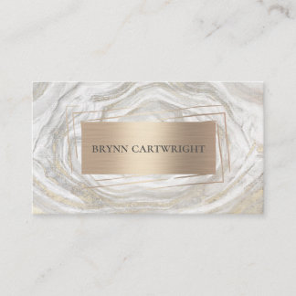 Carte De Visite Peinture en marbre blanc et or moderne Élégant