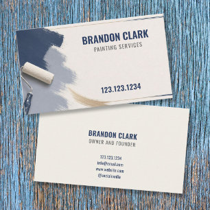 Carte De Visite Peinture encadrée avec fond dégradé bleu marine et