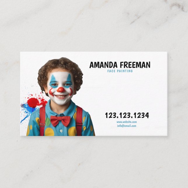 Carte De Visite Peinture faciale en bleu et blanc (Devant)