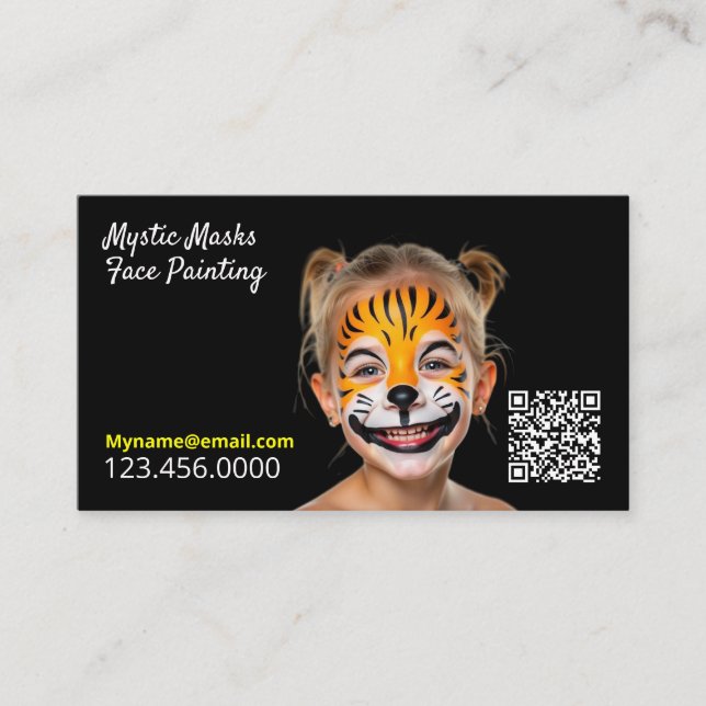 Carte De Visite Peinture faciale QR (Devant)