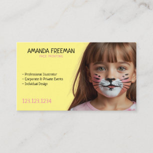 Carte De Visite Peinture faciale simple rose et jaune pour enfant