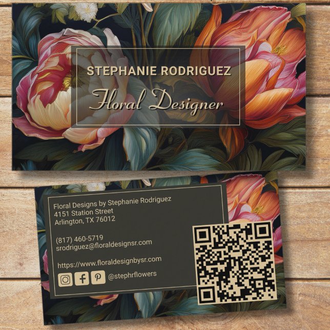 Carte De Visite Peinture florale hollandaise luxueuse Conception f (Créateur téléchargé)