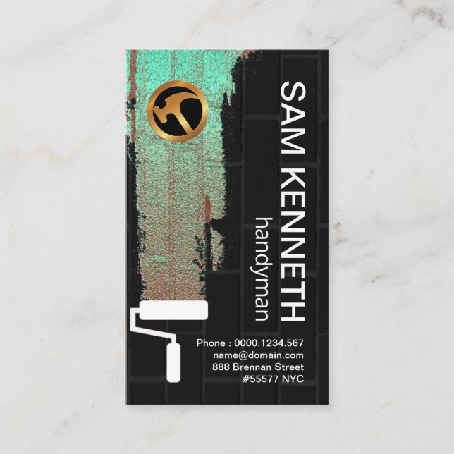 Carte De Visite Peinture fluorescente verte sur le mur noir Handma (Devant)