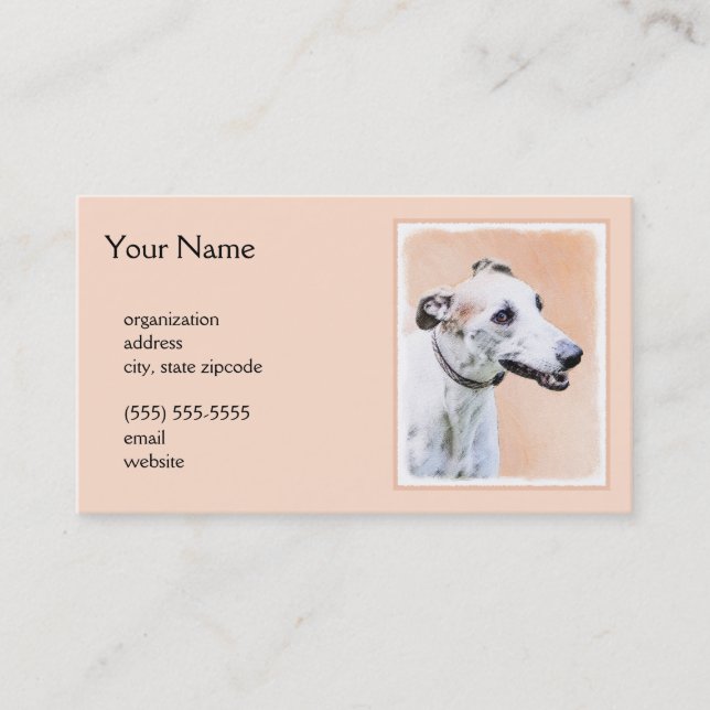 Carte De Visite Peinture Greyhound - Cute Original Chien Art (Devant)