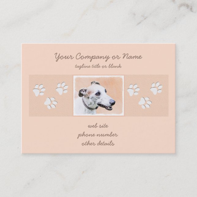Carte De Visite Peinture Greyhound - Cute Original Chien Art (Devant)