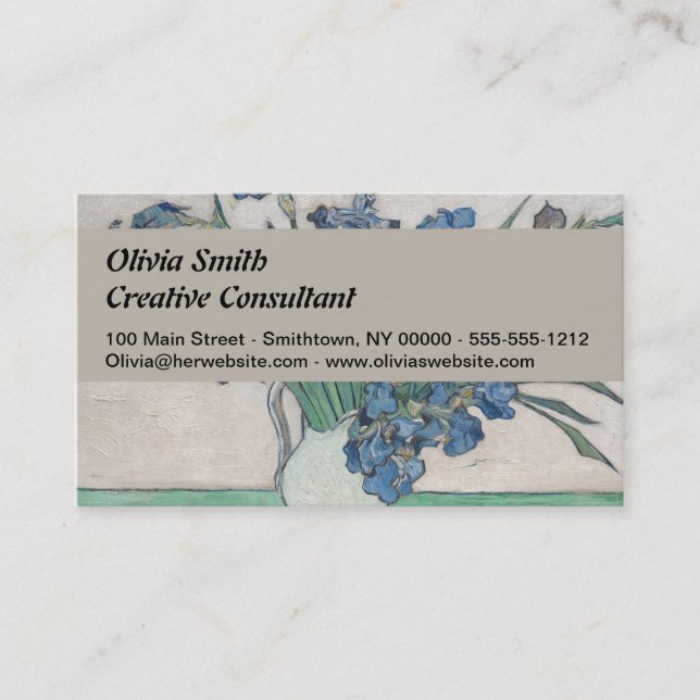 Carte De Visite Peinture impressionniste Vase Iris de Van Gogh (Devant)