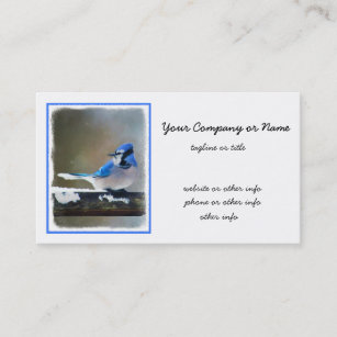 Carte De Visite Peinture Jay Bleu - Art Oiseau Original