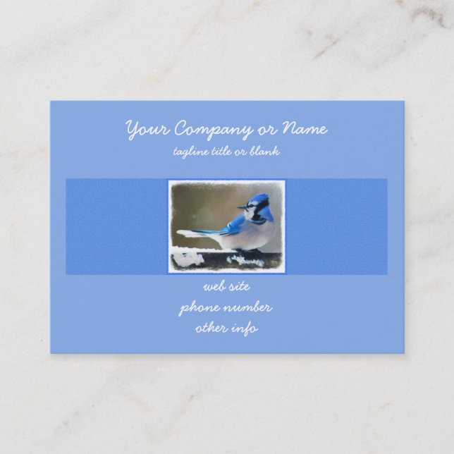 Carte De Visite Peinture Jay Bleu - Art Oiseau Original (Devant)