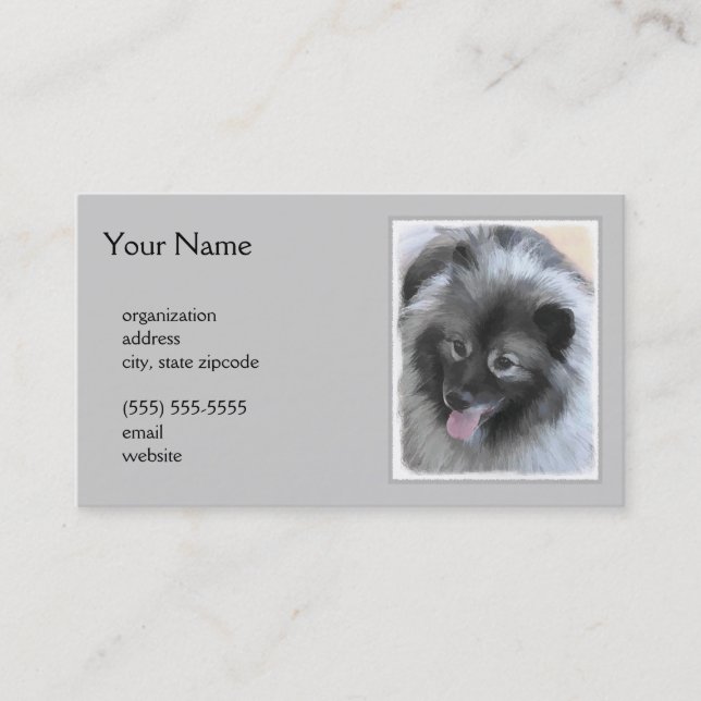 Carte De Visite Peinture Keeshond Bailey - Cute Original Chien Art (Devant)