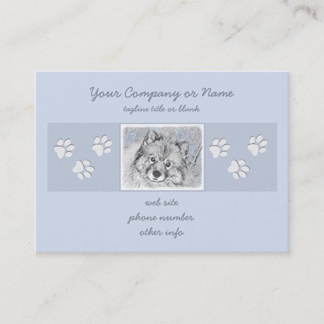 Carte De Visite Peinture Keeshond Beth - Joli art original chien (Devant)