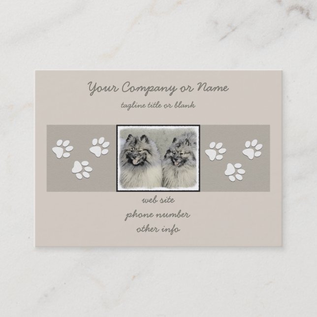 Carte De Visite Peinture Keeshond Brothers - Art Chien original (Devant)