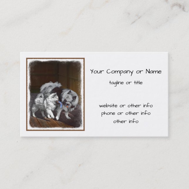 Carte De Visite Peinture Keeshond Playtime - Jolie art original ch (Devant)