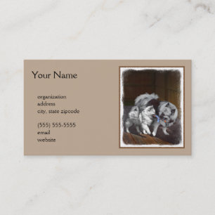 Carte De Visite Peinture Keeshond Playtime - Jolie art original ch
