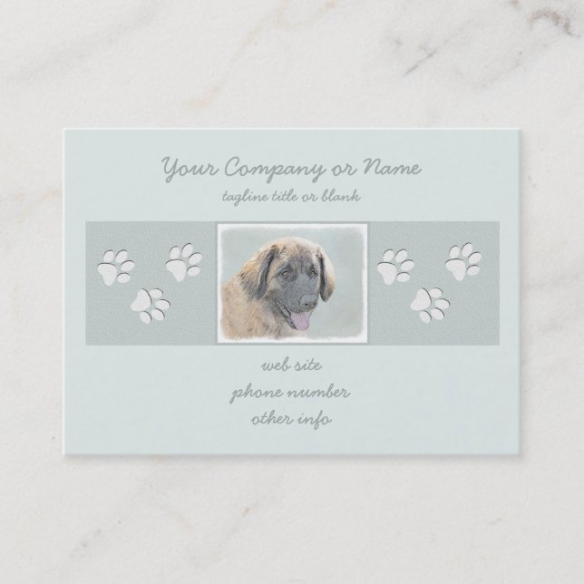 Carte De Visite Peinture Leonberger - Joli art original chien (Devant)