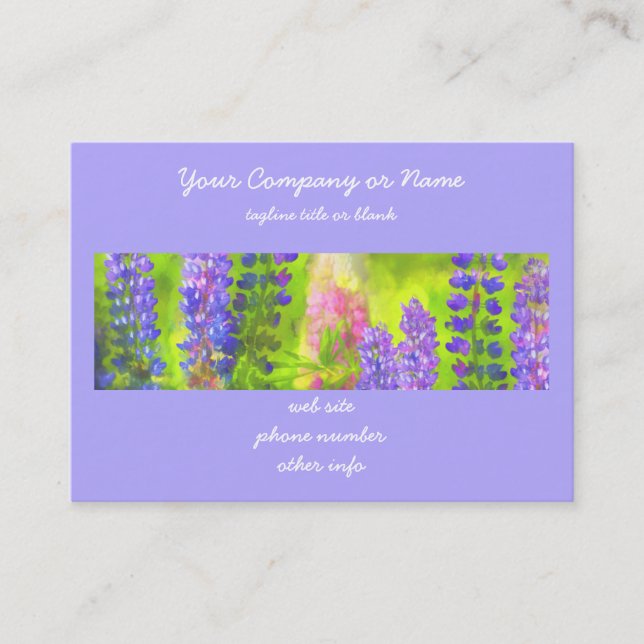 Carte De Visite Peinture Lupine - Art Fleur Original (Devant)