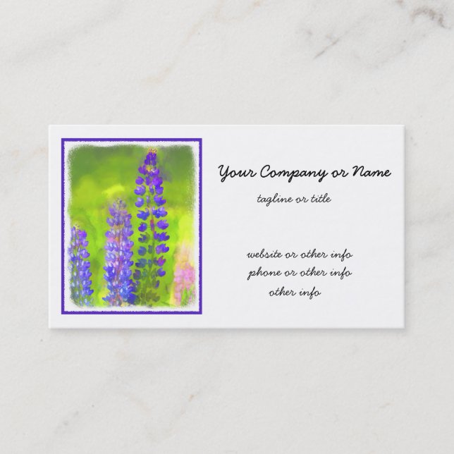 Carte De Visite Peinture Lupine - Art Fleur Original (Devant)