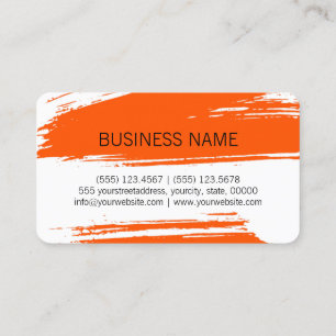 Carte De Visite Peinture Moderne Trait de Brosse Rouge Orange