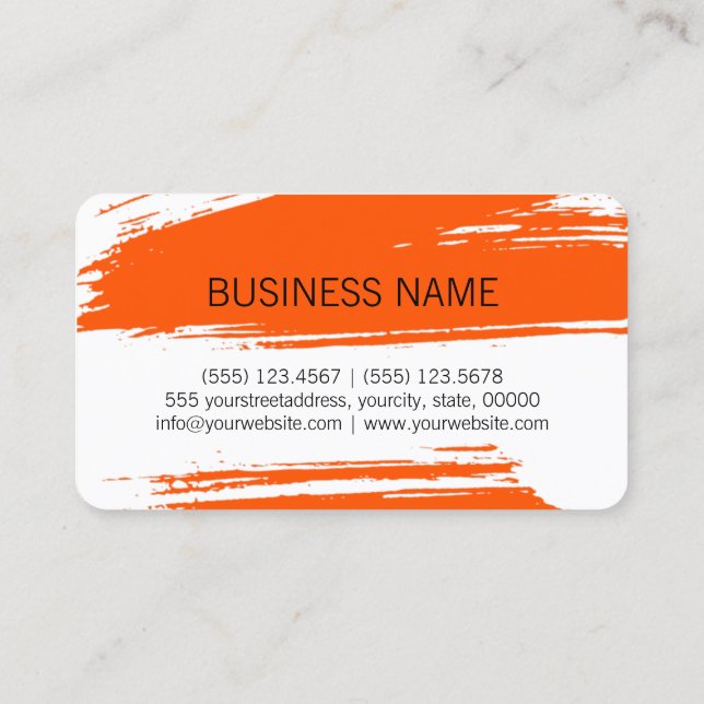 Carte De Visite Peinture Moderne Trait de Brosse Rouge Orange (Dos)