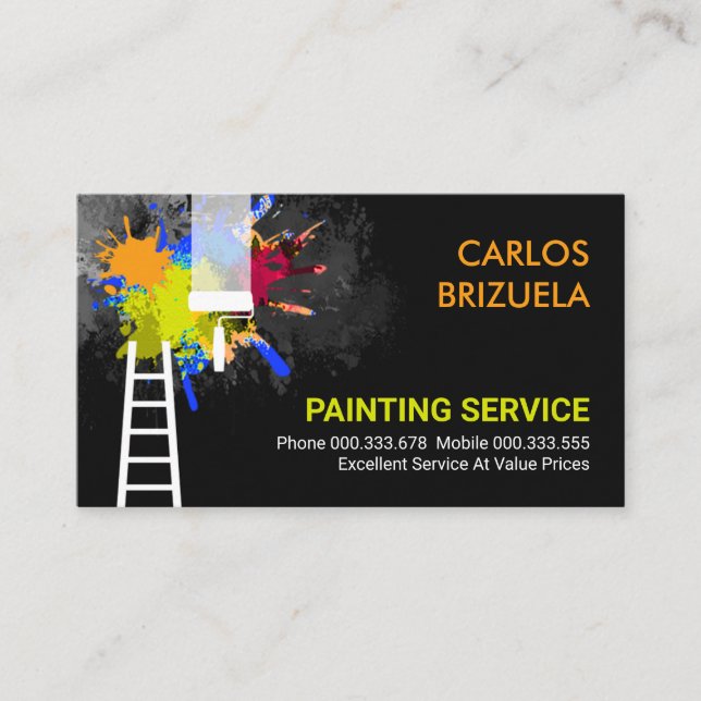 Carte De Visite Peinture murale noire Splatter Home Peinture (Devant)