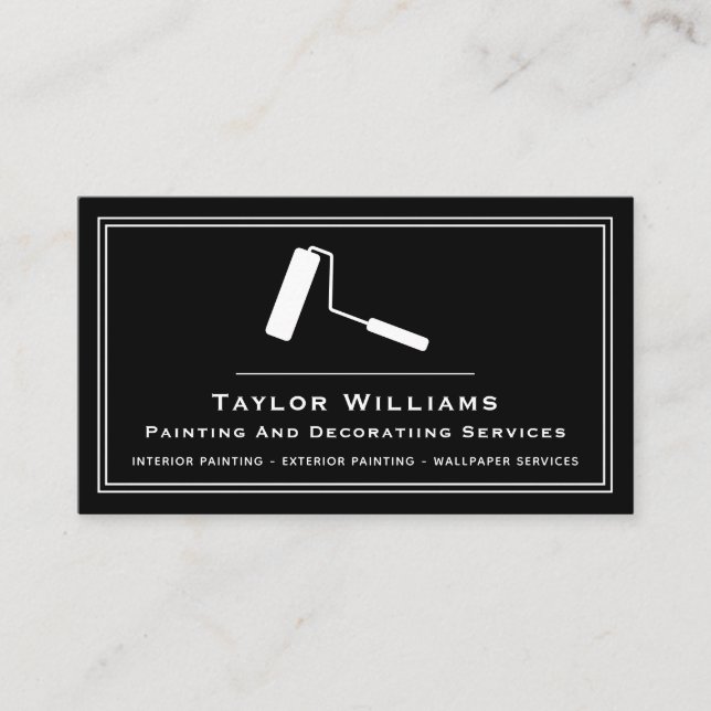 Carte De Visite Peinture noir blanc Roller Services Peintre (Devant)