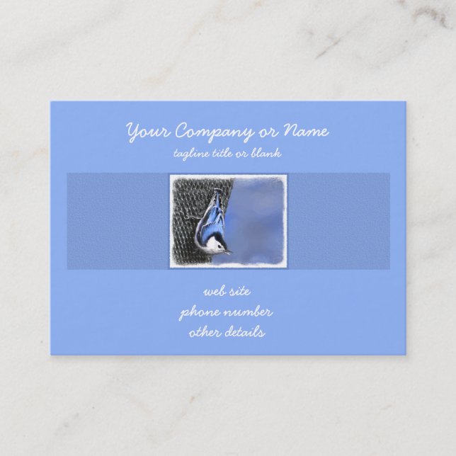 Carte De Visite Peinture Nuthatch à poitrine blanche Art original (Devant)